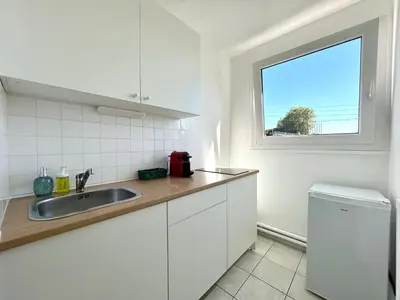 Cuisine ou kitchenette dans l'établissement Petit Tourangeau - Jardin Botanique - Balcon