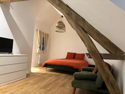 Télévision ou salle de divertissement dans l'établissement Un studio en Touraine