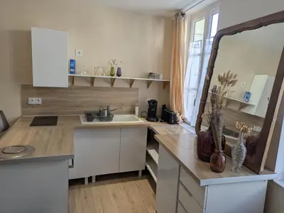 Cuisine ou kitchenette dans l'établissement Studio cosy