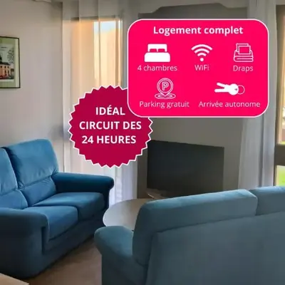 Appartement 4 chambres Idéal 24h moto & voiture