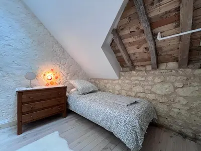 Un ou plusieurs lits dans un hébergement de l'établissement La Bergerie- Beautiful barn conversion in Chinon, Loire Valley