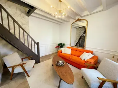 Coin salon dans l'établissement Charmant gîte à Langeais avec terrasse et wifi inclus pour 4 personnes - FR-1-381-616