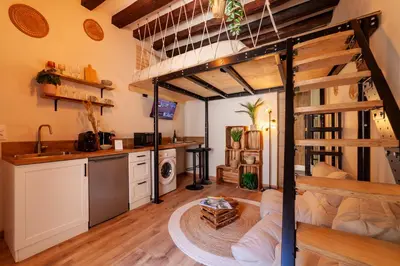 Cuisine ou kitchenette dans l'établissement Cabane suspendue au cœur de Blois