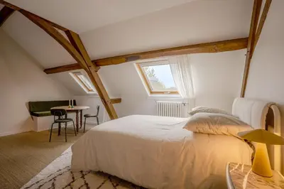 Un ou plusieurs lits dans un hébergement de l'établissement Break en Sarthe - Wifi - Jardin