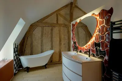 Salle de bains dans l'établissement Eco-gîte - Domaine de La Gavolerie