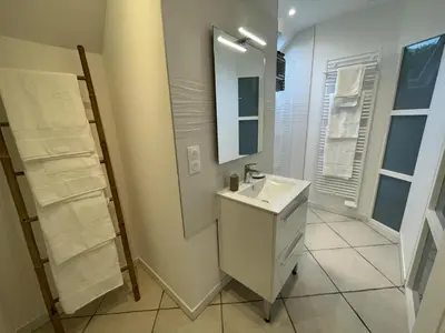 Salle de bains dans l'établissement Grande maison avec jardin près de Tours - FR-1-381-620
