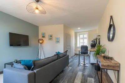 Télévision ou salle de divertissement dans l'établissement Les Oberlins 2 Appartements, Cour, BBQ & Parking