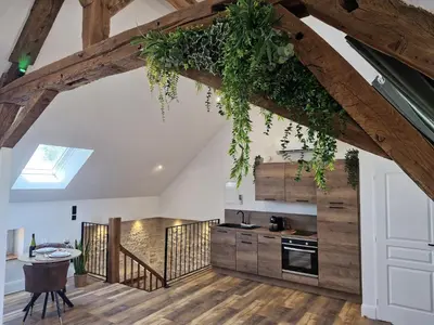 Cuisine ou kitchenette dans l'établissement La parenthèse-Logement cosy et Luxueux