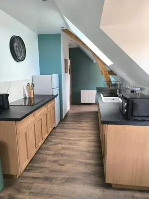 Cuisine ou kitchenette dans l'établissement Gîtes les Bon' aparte