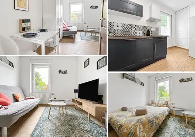 Cuisine ou kitchenette dans l'établissement Studio douillet, proche tram & bus