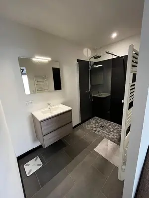 Salle de bains dans l'établissement Maison idéale pour le circuit des 24h
