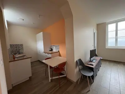Cuisine ou kitchenette dans l'établissement Les Paddocks du Damier Manceau