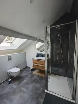 Salle de bains dans l'établissement Appartement de charme à Amboise face à la Loire