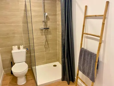 Salle de bains dans l'établissement Beau Duplex moderne et calme - gare & centre - idéal pro-couple-famille