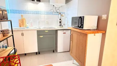 Cuisine ou kitchenette dans l'établissement Superlogis - Studio Le Pastel - hyper-center of Blois