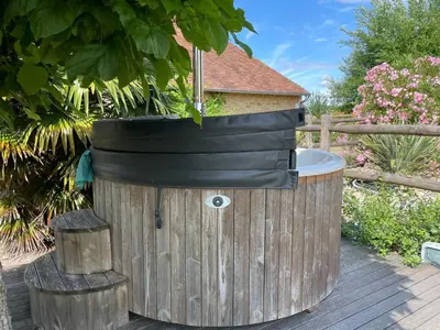Jardin de l'établissement Gîte de charme près du Mans pour 4 avec piscine naturelle - FR-1-410-473