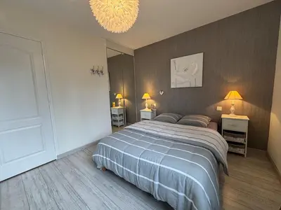 Un ou plusieurs lits dans un hébergement de l'établissement L'Orée du Bois - Piscine - 6pers - Garage