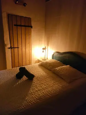 Un ou plusieurs lits dans un hébergement de l'établissement Evasion Troglodyte insolite spa et nature