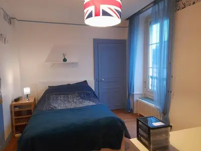 Un ou plusieurs lits dans un hébergement de l'établissement Chez Delphine et Bob -Ancienne Maison de Tanneurs