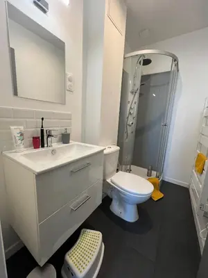 Salle de bains dans l'établissement Studio Jozy I confort et jardin en ville 4pers I Futuroscope