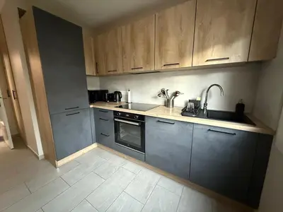Cuisine ou kitchenette dans l'établissement Liberte-Apartment with parking
