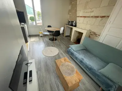 Télévision ou salle de divertissement dans l'établissement Le Nid du Rempart Charmant Appt 2p TOURS centre