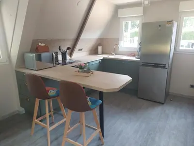 Cuisine ou kitchenette dans l'établissement Charmant chalet