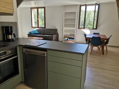 Cuisine ou kitchenette dans l'établissement Cottage en nature Le Pigeonnier de la Manse