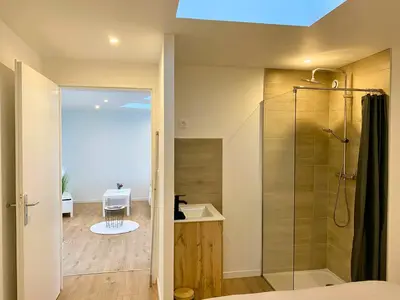 Salle de bains dans l'établissement Beau T2 moderne et calme - gare & centre - idéal pro-couple-famille
