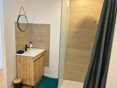 Salle de bains dans l'établissement Beau T2 moderne et calme - gare & centre - idéal pro-couple-famille
