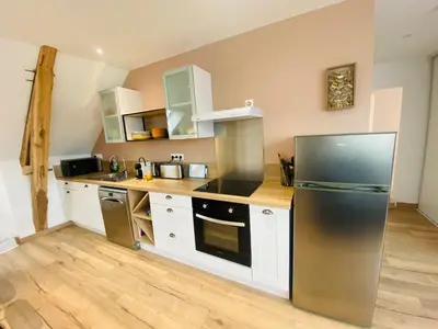Cuisine ou kitchenette dans l'établissement Le Petit et Grand Francillon