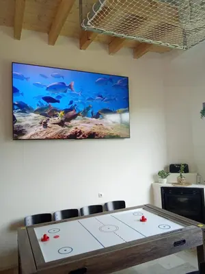 Télévision ou salle de divertissement dans l'établissement Gîte 