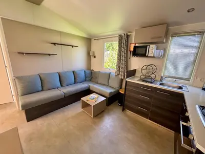 Télévision ou salle de divertissement dans l'établissement Mobil-home 4-6 personnes proche zoo de beauval