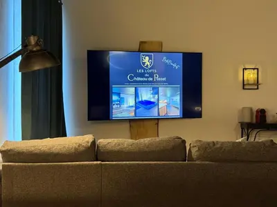Télévision ou salle de divertissement dans l'établissement Les lofts du Château de Posset
