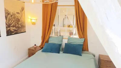 Un ou plusieurs lits dans un hébergement de l'établissement La Clef des Châteaux de la Loire, gîte cosy à la campagne avec accès piscine