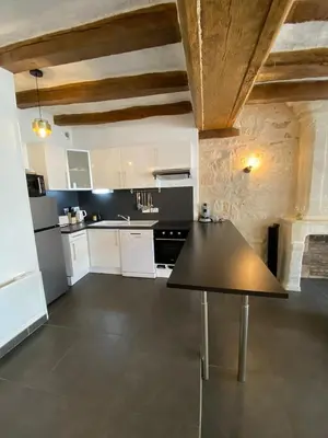 Cuisine ou kitchenette dans l'établissement Appartement de charme L'écrin du Castel Classé 3 étoiles