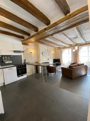 Cuisine ou kitchenette dans l'établissement Appartement de charme L'écrin du Castel Classé 3 étoiles