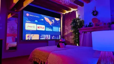 Télévision ou salle de divertissement dans l'établissement Le Coconut 5 min du Zoo