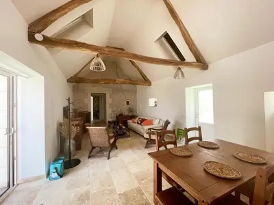 Coin salon dans l'établissement Gîte paisible 2 chambres près de Tours et Amboise - FR-1-381-628