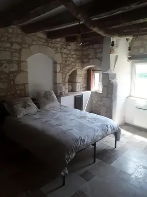 Un ou plusieurs lits dans un hébergement de l'établissement Cottage 10 minutes from Chinon