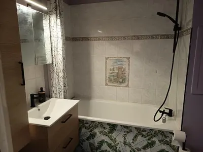 Salle de bains dans l'établissement Grand appartement T2 cosy 4 personnes Proche Tours Centre