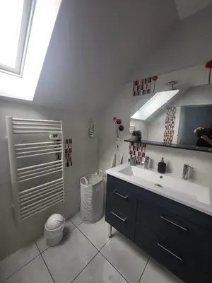 Salle de bains dans l'établissement Grande maison conviviale proche de Tours