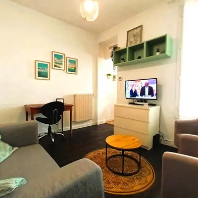 Télévision ou salle de divertissement dans l'établissement Le Joli Vert - T2 - Cosy - Wifi - TV - Lave-linge