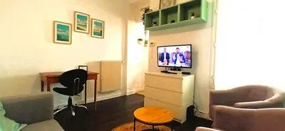 Télévision ou salle de divertissement dans l'établissement Le Joli Vert - T2 - Cosy - Wifi - TV - Lave-linge