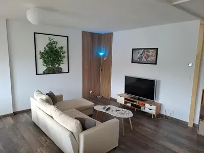 Télévision ou salle de divertissement dans l'établissement Appartement Proche Gare et Circuit 24h