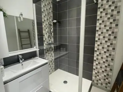 Salle de bains dans l'établissement Gîte de charme, jardin privé, proche Tours, animaux admis - FR-1-381-637
