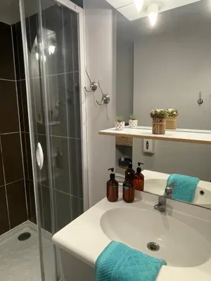 Salle de bains dans l'établissement Le logis Katia