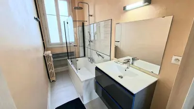Salle de bains dans l'établissement Cozy apartment, close to Gare du Mans