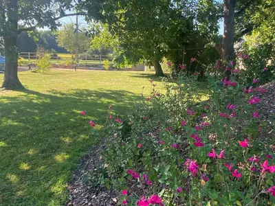 Jardin de l'établissement Gîte confortable à la campagne, 2 chambres, vue dégagée - FR-1-622-118