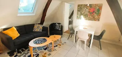 Coin salon dans l'établissement Le belvédère - Vieux Tours - Wifi - Smart TV